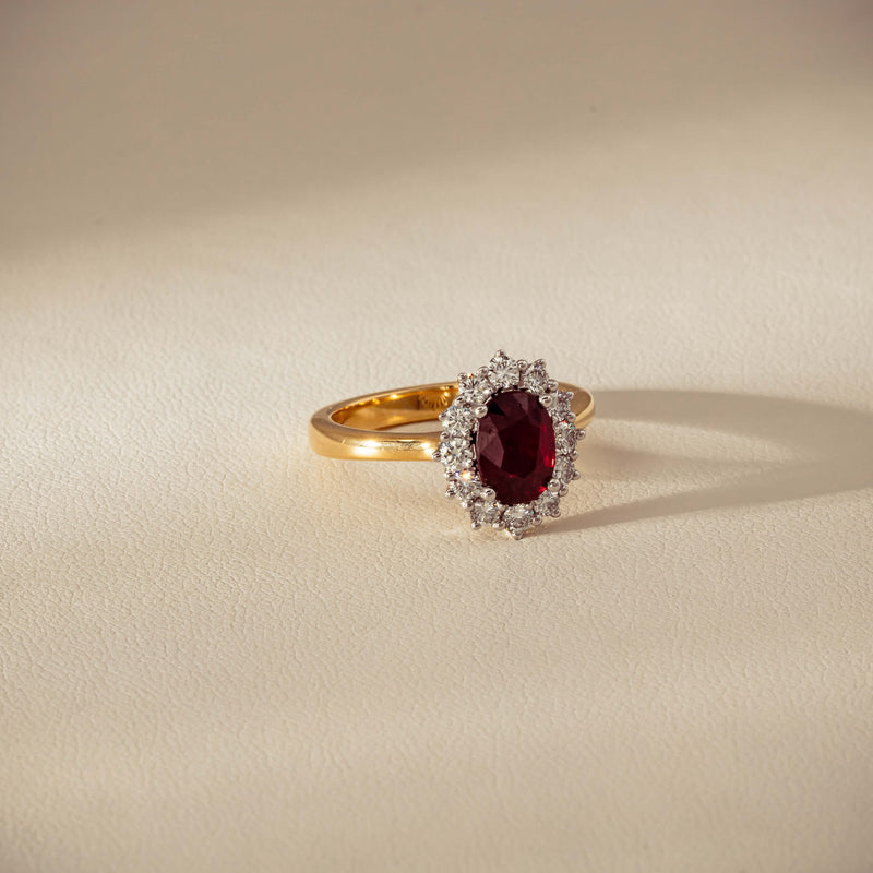 18ct Yellow Gold 1.44ct Ruby & Diamond Belle Ring - Ring - Walker & Hall