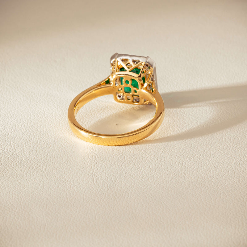 18ct Yellow Gold 2.67ct Emerald & Diamond Empire Ring - Ring - Walker & Hall