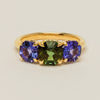 18ct Yellow Gold Tourmaline & Tanzanite Three Stone Octavia Ring - Ring - Walker & Hall