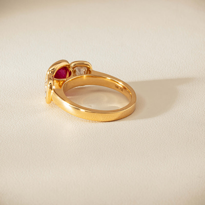 18ct Yellow Gold 1.52ct Ruby & Diamond Three-Stone Natalia Ring - Ring - Walker & Hall