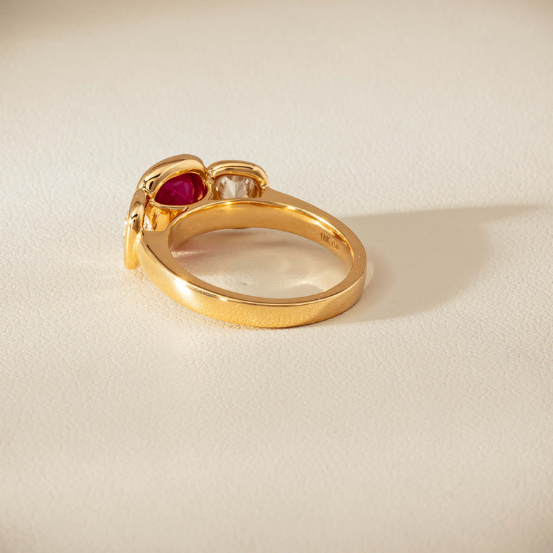 18ct Yellow Gold 1.52ct Ruby & Diamond Three-Stone Natalia Ring - Ring - Walker & Hall