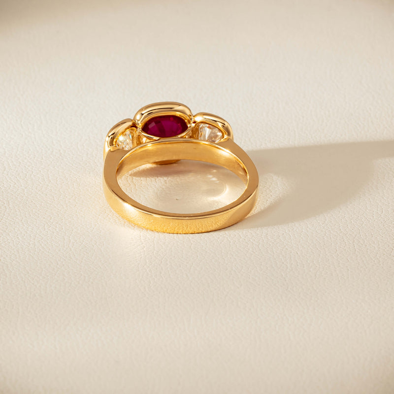 18ct Yellow Gold 1.52ct Ruby & Diamond Three-Stone Natalia Ring - Ring - Walker & Hall