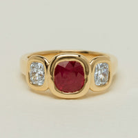18ct Yellow Gold 1.52ct Ruby & Diamond Three-Stone Natalia Ring - Ring - Walker & Hall
