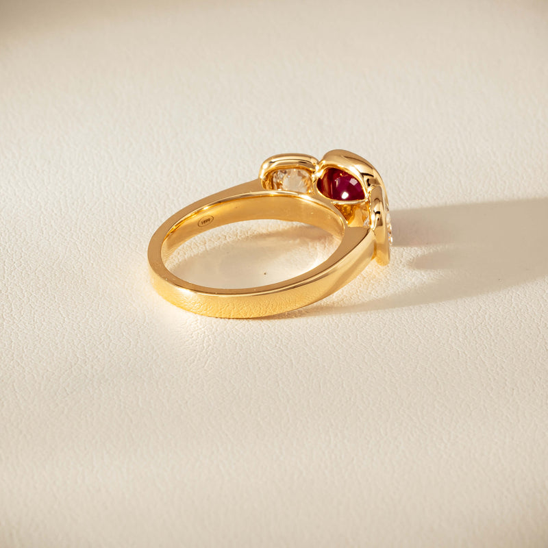 18ct Yellow Gold 1.52ct Ruby & Diamond Three-Stone Natalia Ring - Ring - Walker & Hall