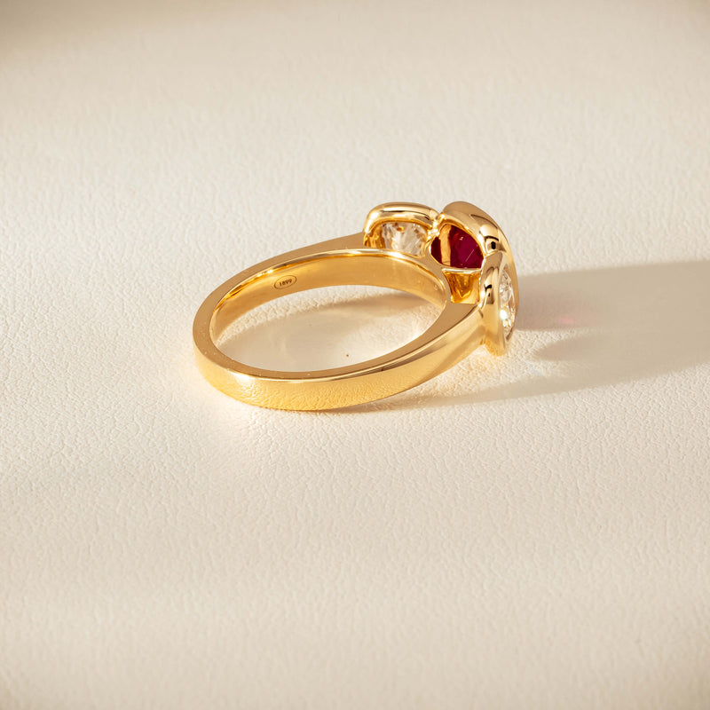 18ct Yellow Gold 1.52ct Ruby & Diamond Three-Stone Natalia Ring - Ring - Walker & Hall