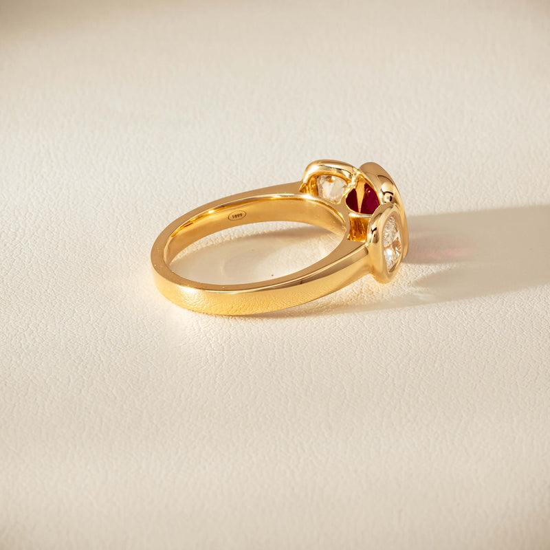 18ct Yellow Gold 1.52ct Ruby & Diamond Three-Stone Natalia Ring - Ring - Walker & Hall
