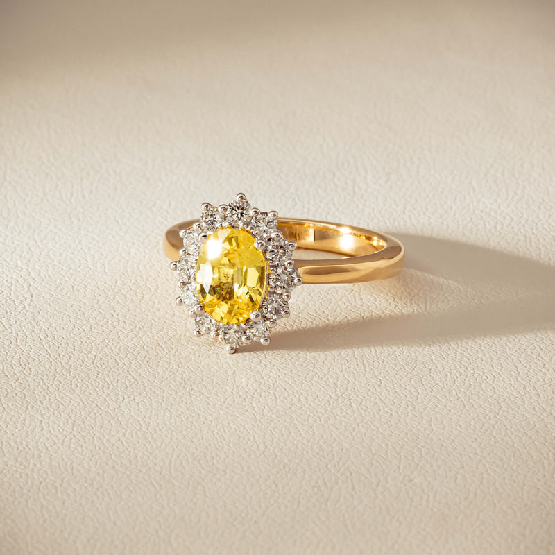 18ct Yellow Gold 1.51ct Yellow Sapphire & Diamond Belle Ring - Ring - Walker & Hall