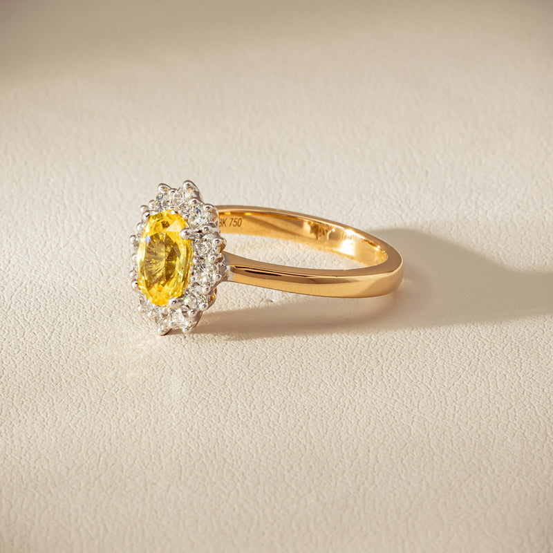 18ct Yellow Gold 1.51ct Yellow Sapphire & Diamond Belle Ring - Ring - Walker & Hall