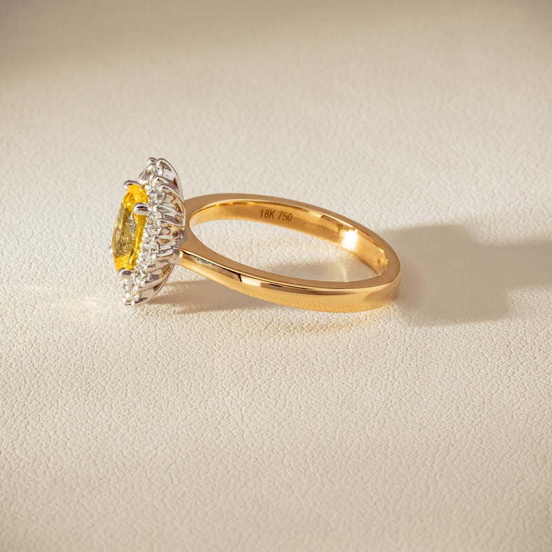 18ct Yellow Gold 1.51ct Yellow Sapphire & Diamond Belle Ring - Ring - Walker & Hall