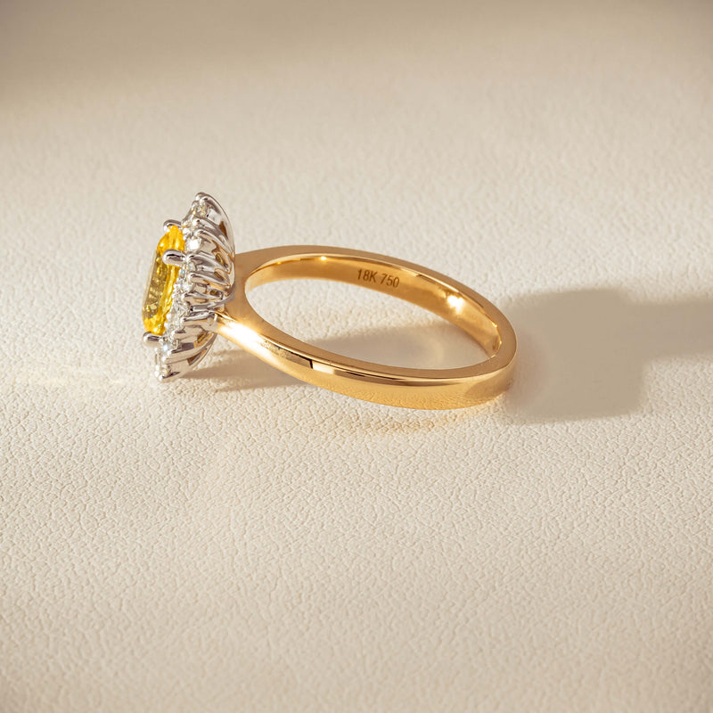 18ct Yellow Gold 1.51ct Yellow Sapphire & Diamond Belle Ring - Ring - Walker & Hall