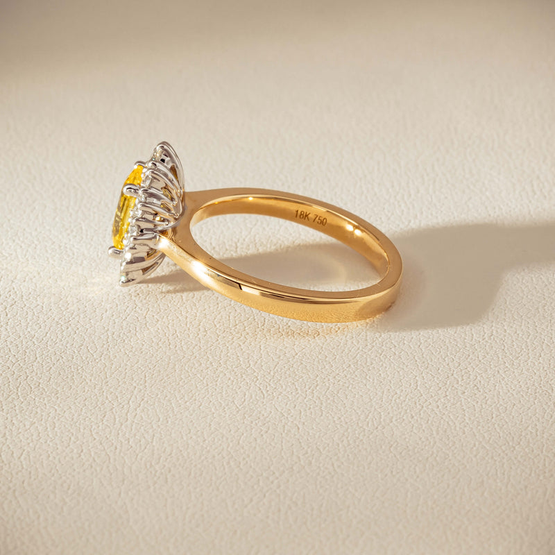 18ct Yellow Gold 1.51ct Yellow Sapphire & Diamond Belle Ring - Ring - Walker & Hall