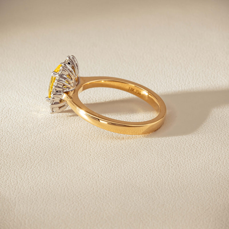 18ct Yellow Gold 1.51ct Yellow Sapphire & Diamond Belle Ring - Ring - Walker & Hall