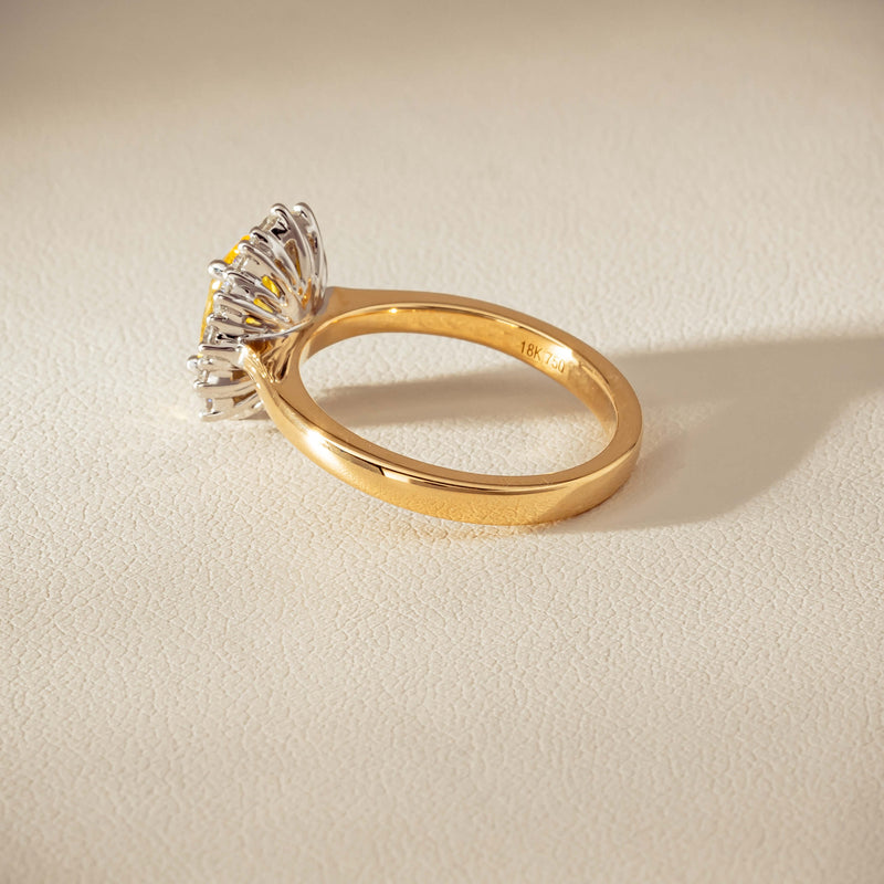 18ct Yellow Gold 1.51ct Yellow Sapphire & Diamond Belle Ring - Ring - Walker & Hall