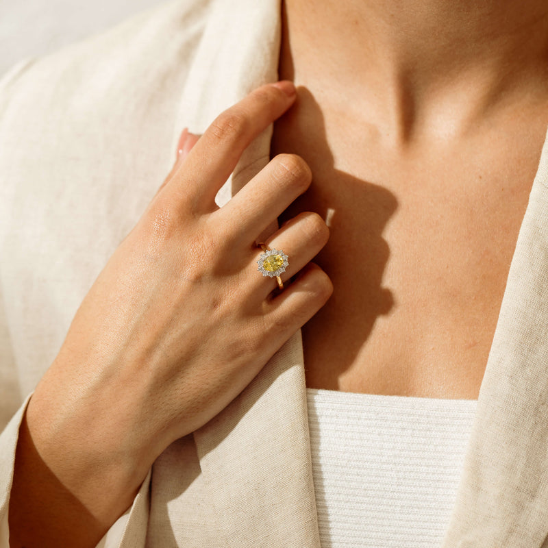 18ct Yellow Gold 1.51ct Yellow Sapphire & Diamond Belle Ring - Ring - Walker & Hall