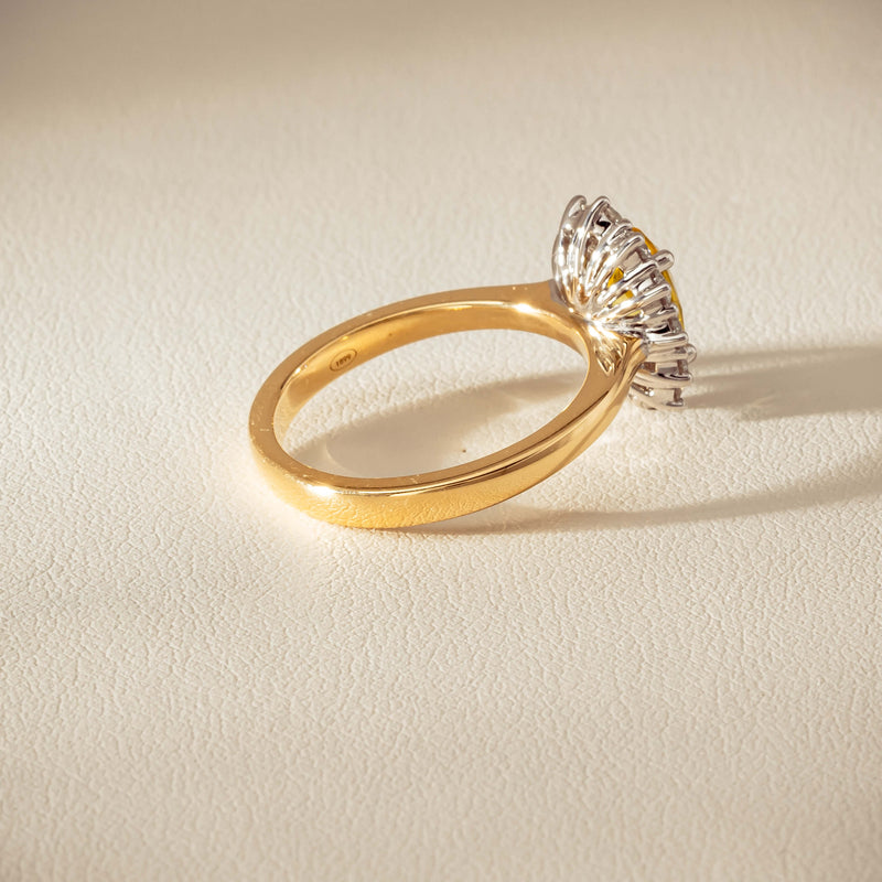18ct Yellow Gold 1.51ct Yellow Sapphire & Diamond Belle Ring - Ring - Walker & Hall