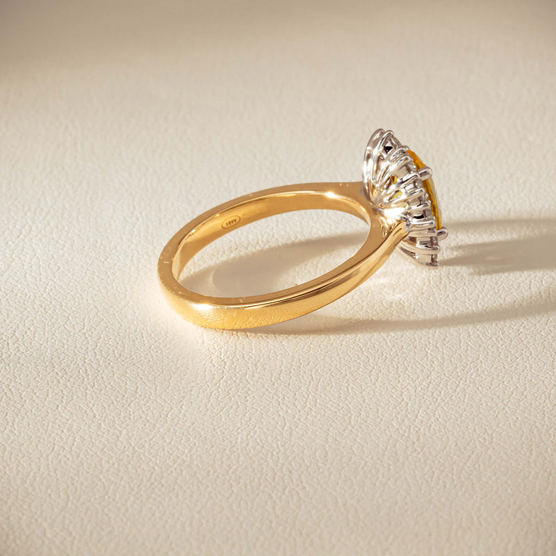 18ct Yellow Gold 1.51ct Yellow Sapphire & Diamond Belle Ring - Ring - Walker & Hall