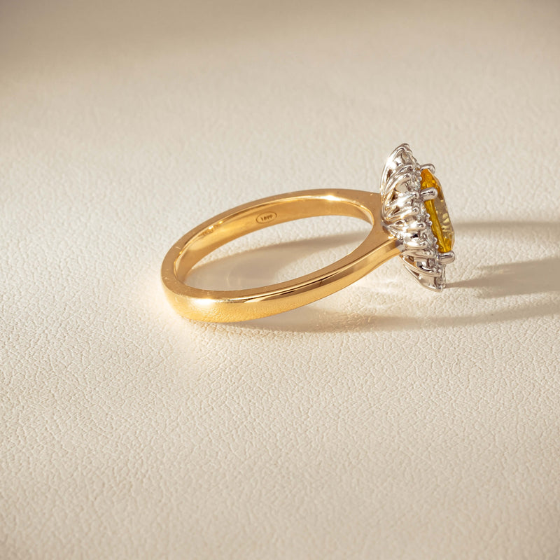 18ct Yellow Gold 1.51ct Yellow Sapphire & Diamond Belle Ring - Ring - Walker & Hall