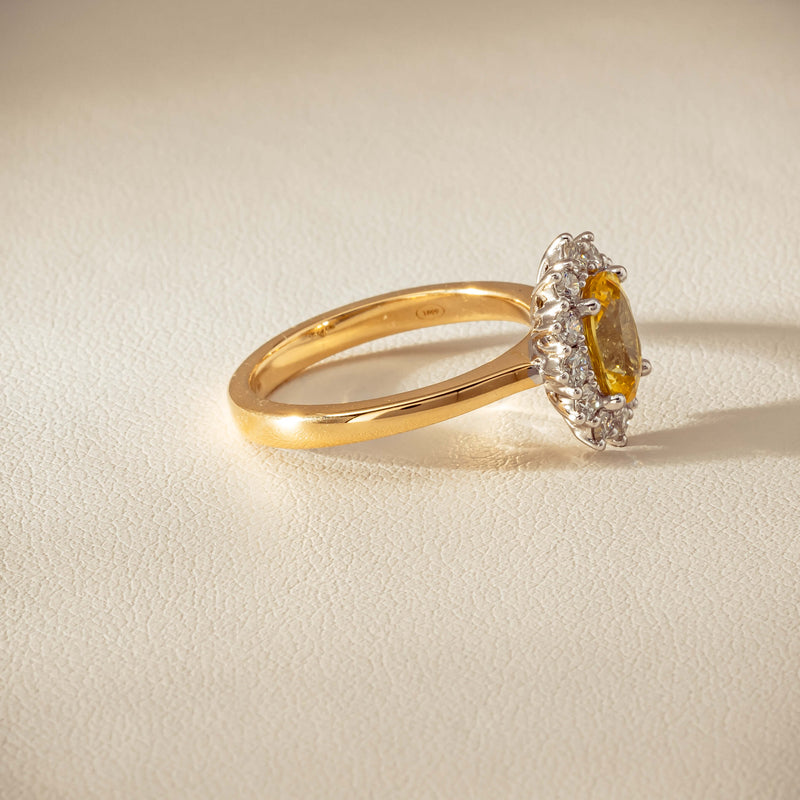18ct Yellow Gold 1.51ct Yellow Sapphire & Diamond Belle Ring - Ring - Walker & Hall
