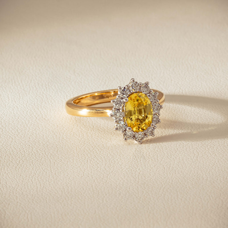 18ct Yellow Gold 1.51ct Yellow Sapphire & Diamond Belle Ring - Ring - Walker & Hall