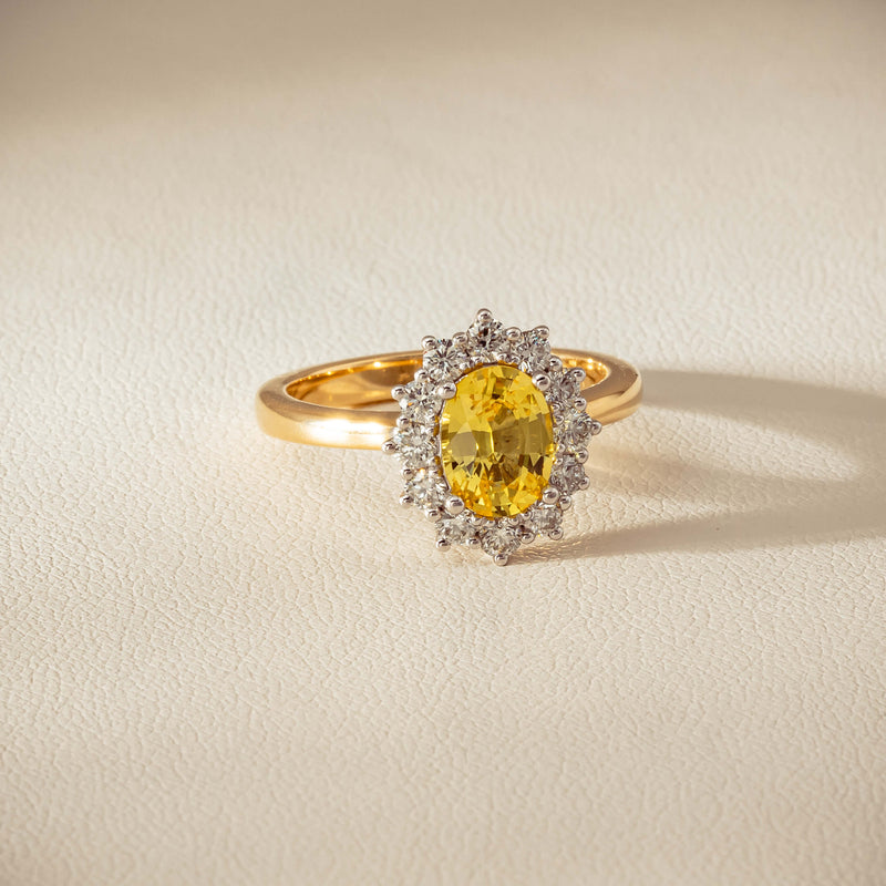 18ct Yellow Gold 1.51ct Yellow Sapphire & Diamond Belle Ring - Ring - Walker & Hall