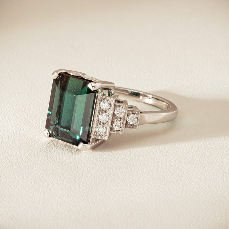 18ct White Gold 8.03ct Tourmaline & Diamond Maya Ring - Ring - Walker & Hall