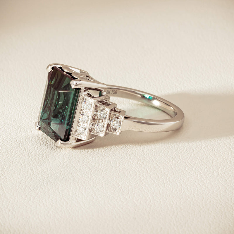 18ct White Gold 8.03ct Tourmaline & Diamond Maya Ring - Ring - Walker & Hall