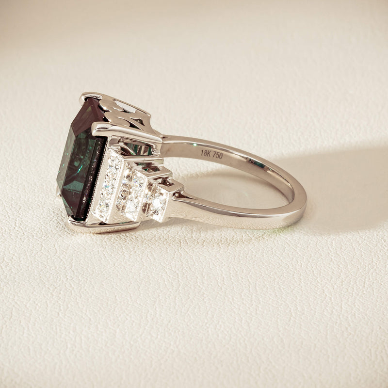 18ct White Gold 8.03ct Tourmaline & Diamond Maya Ring - Ring - Walker & Hall