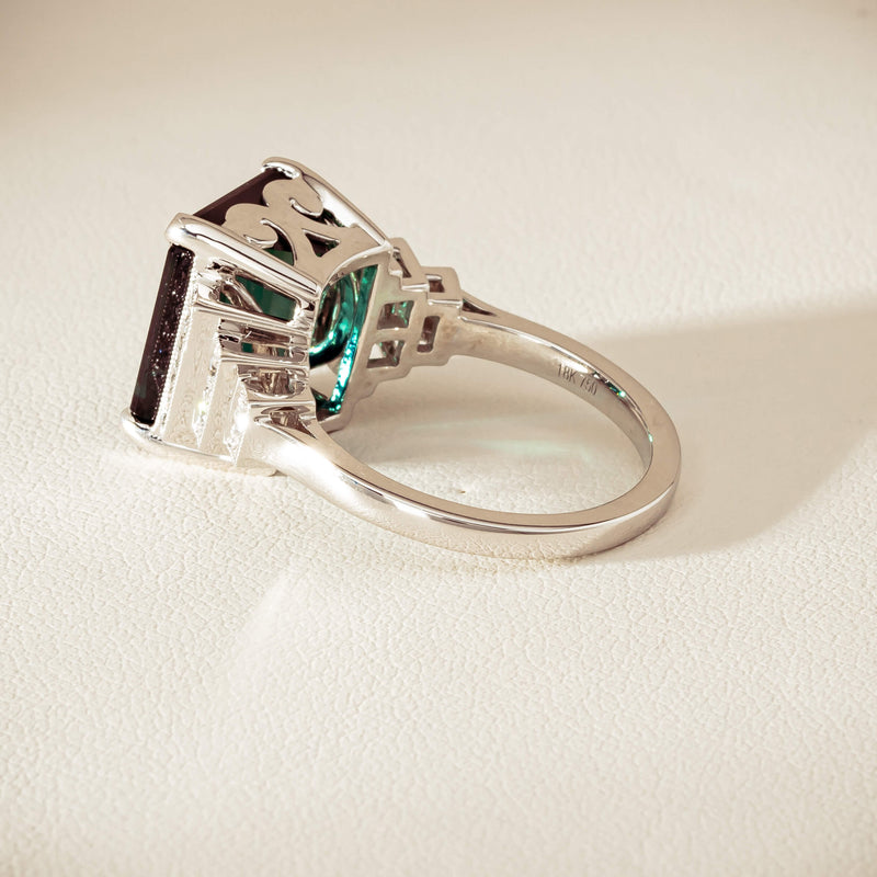 18ct White Gold 8.03ct Tourmaline & Diamond Maya Ring - Ring - Walker & Hall