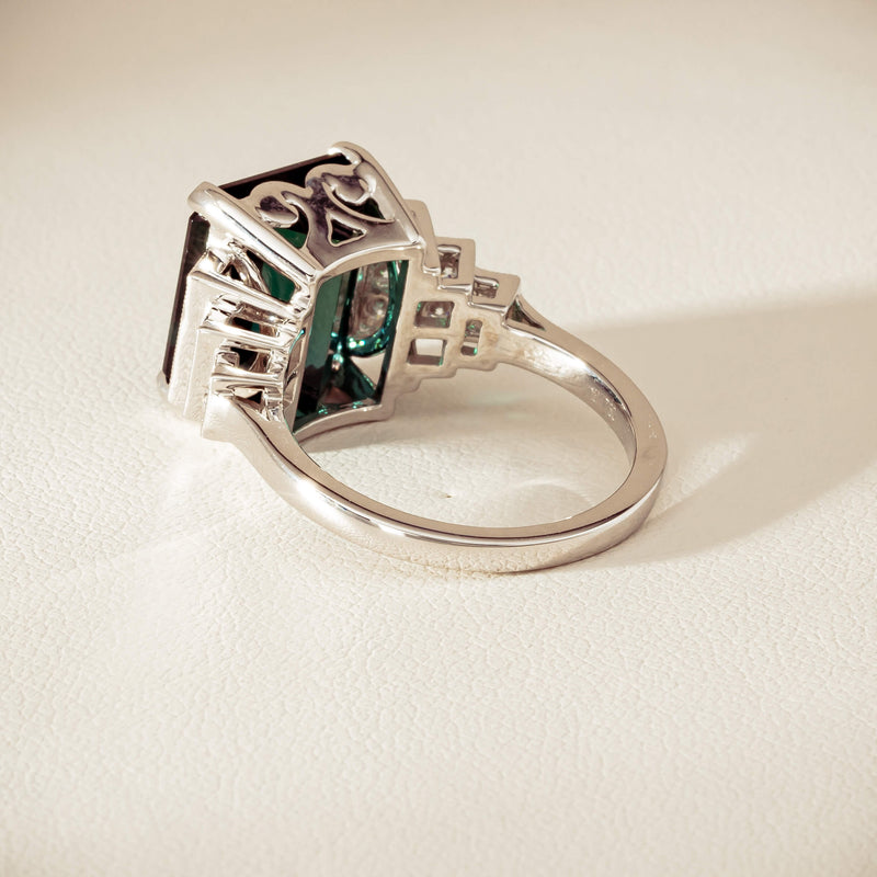 18ct White Gold 8.03ct Tourmaline & Diamond Maya Ring - Ring - Walker & Hall