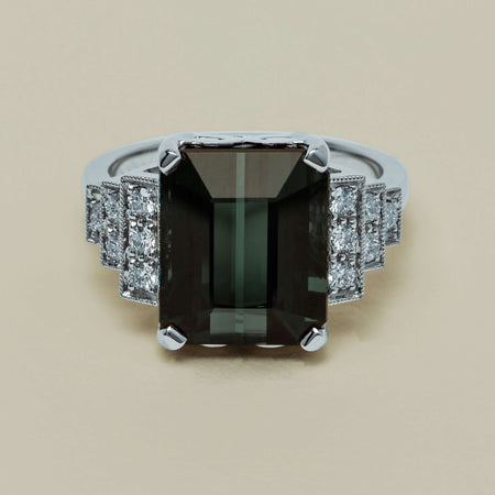 18ct White Gold 8.03ct Tourmaline & Diamond Maya Ring - Ring - Walker & Hall