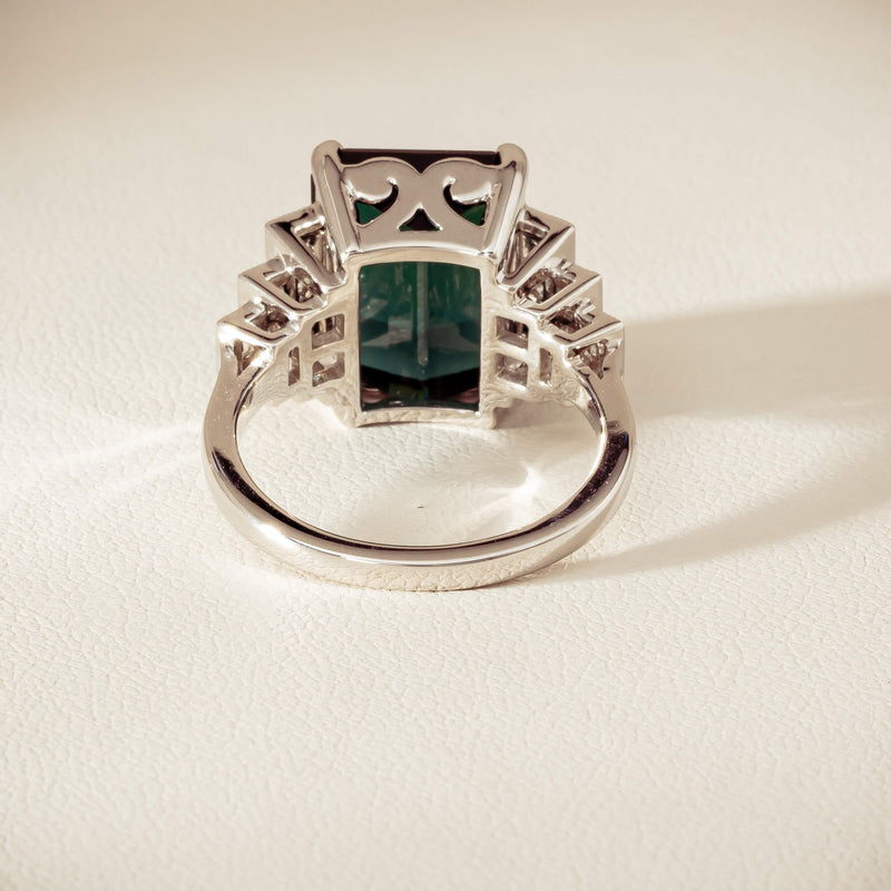 18ct White Gold 8.03ct Tourmaline & Diamond Maya Ring - Ring - Walker & Hall