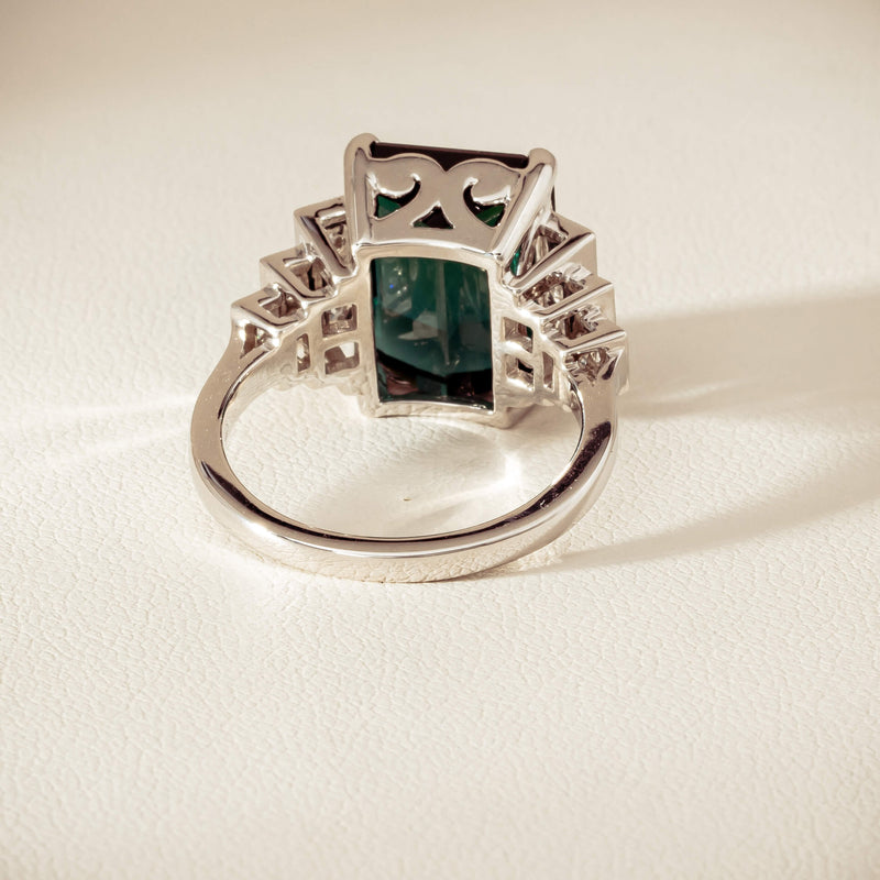 18ct White Gold 8.03ct Tourmaline & Diamond Maya Ring - Ring - Walker & Hall