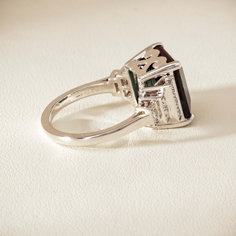 18ct White Gold 8.03ct Tourmaline & Diamond Maya Ring - Ring - Walker & Hall