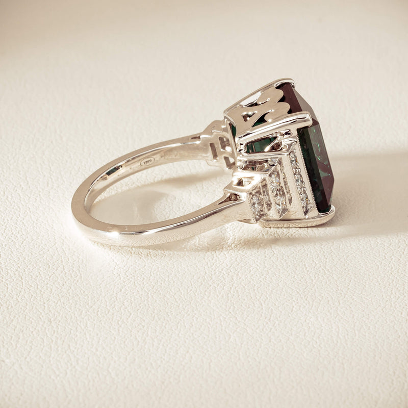 18ct White Gold 8.03ct Tourmaline & Diamond Maya Ring - Ring - Walker & Hall