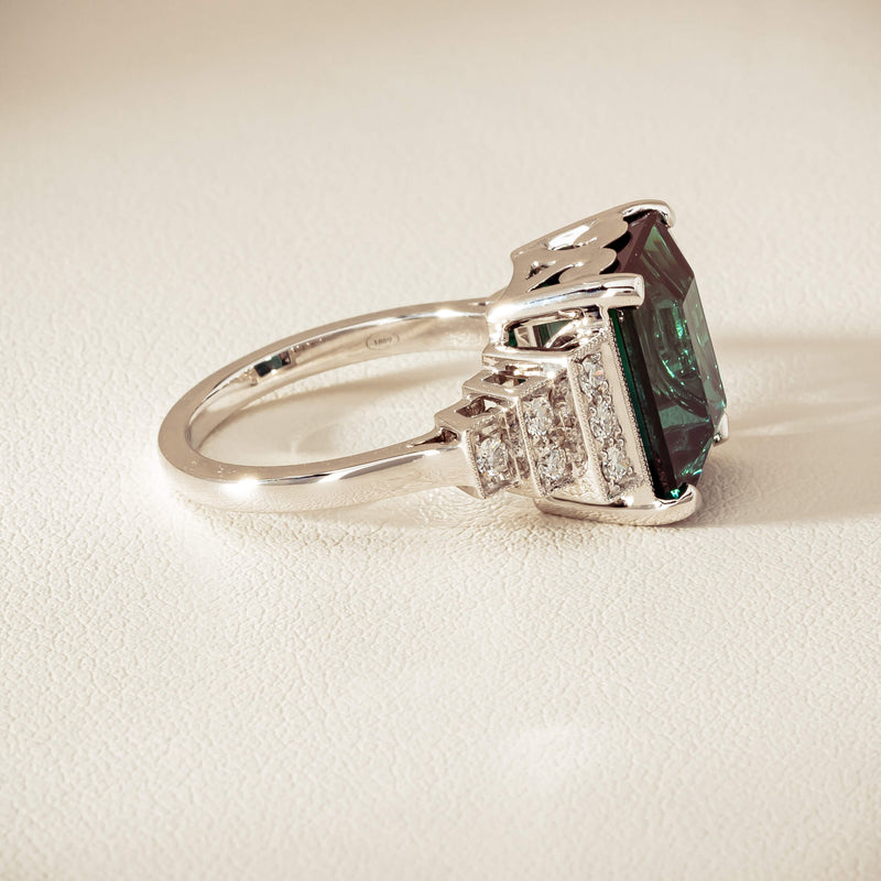 18ct White Gold 8.03ct Tourmaline & Diamond Maya Ring - Ring - Walker & Hall