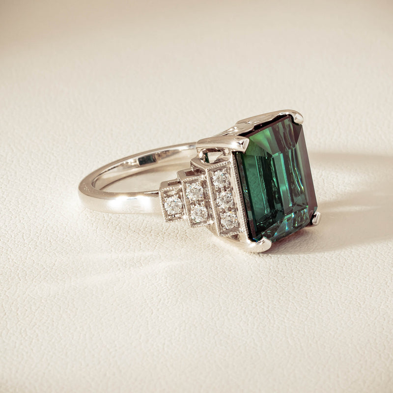 18ct White Gold 8.03ct Tourmaline & Diamond Maya Ring - Ring - Walker & Hall
