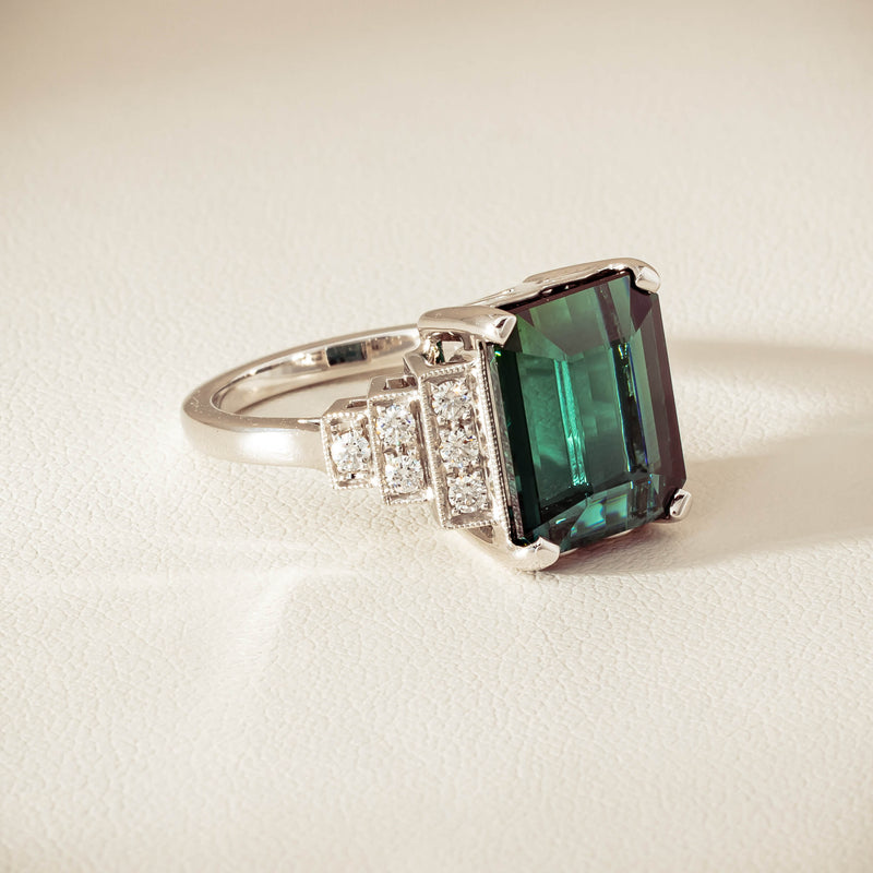 18ct White Gold 8.03ct Tourmaline & Diamond Maya Ring - Ring - Walker & Hall