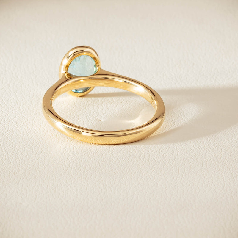 9ct Yellow Gold Aquamarine Rubover Set Ring - Ring - Walker & Hall