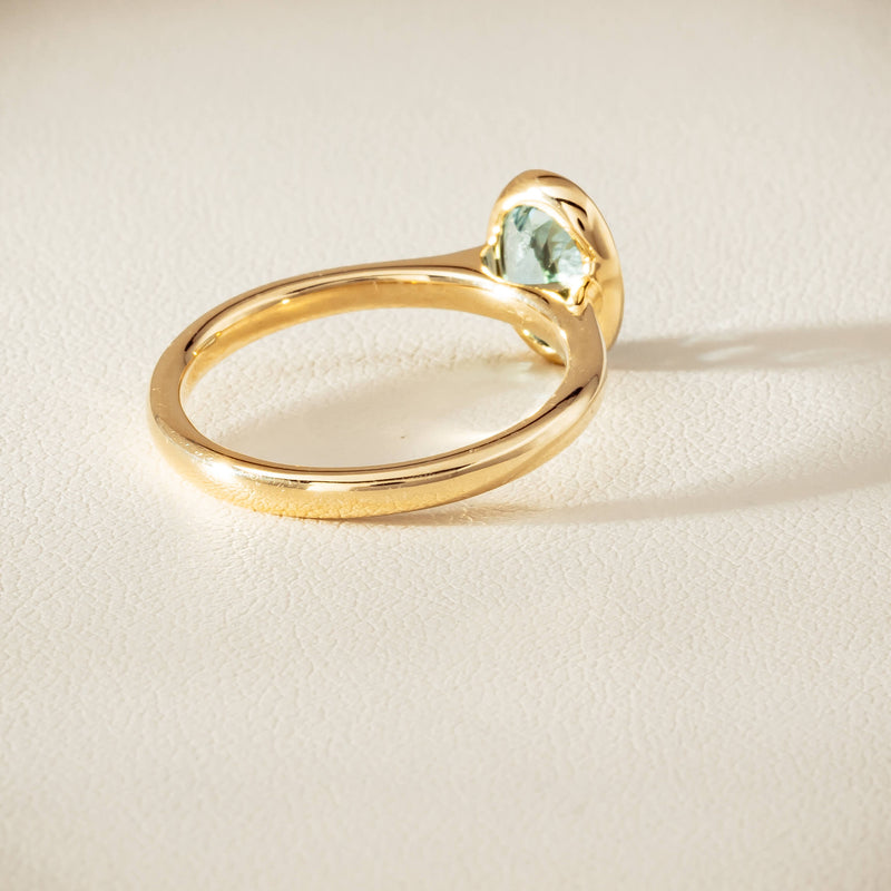 9ct Yellow Gold Aquamarine Rubover Set Ring - Ring - Walker & Hall