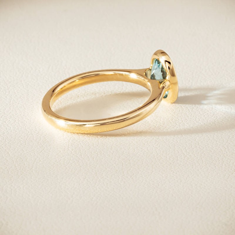 9ct Yellow Gold Aquamarine Rubover Set Ring - Ring - Walker & Hall