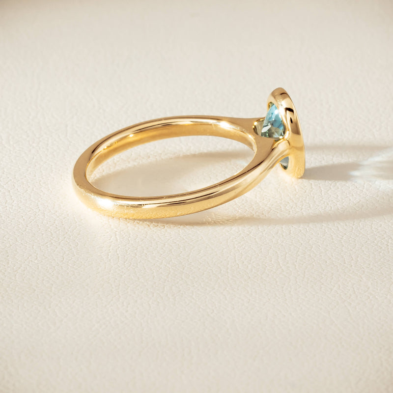 9ct Yellow Gold Aquamarine Rubover Set Ring - Ring - Walker & Hall
