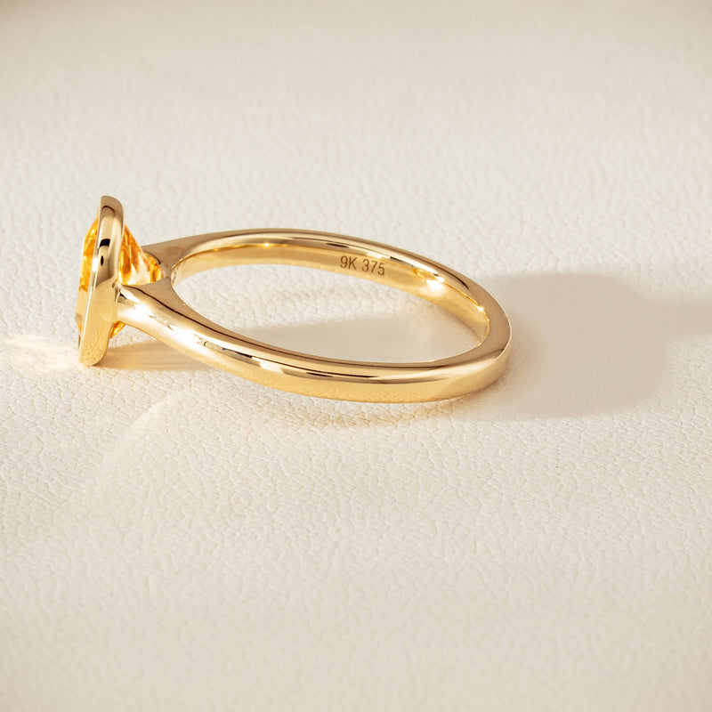 9ct Yellow Gold Yellow Topaz Rubover Set Ring - Ring - Walker & Hall