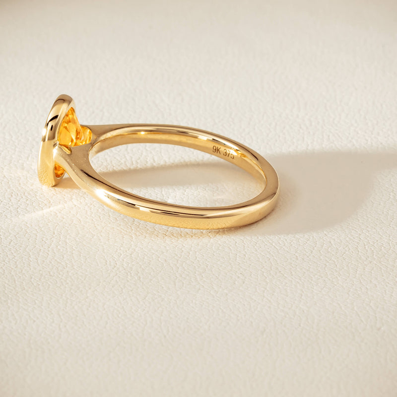 9ct Yellow Gold Yellow Topaz Rubover Set Ring - Ring - Walker & Hall