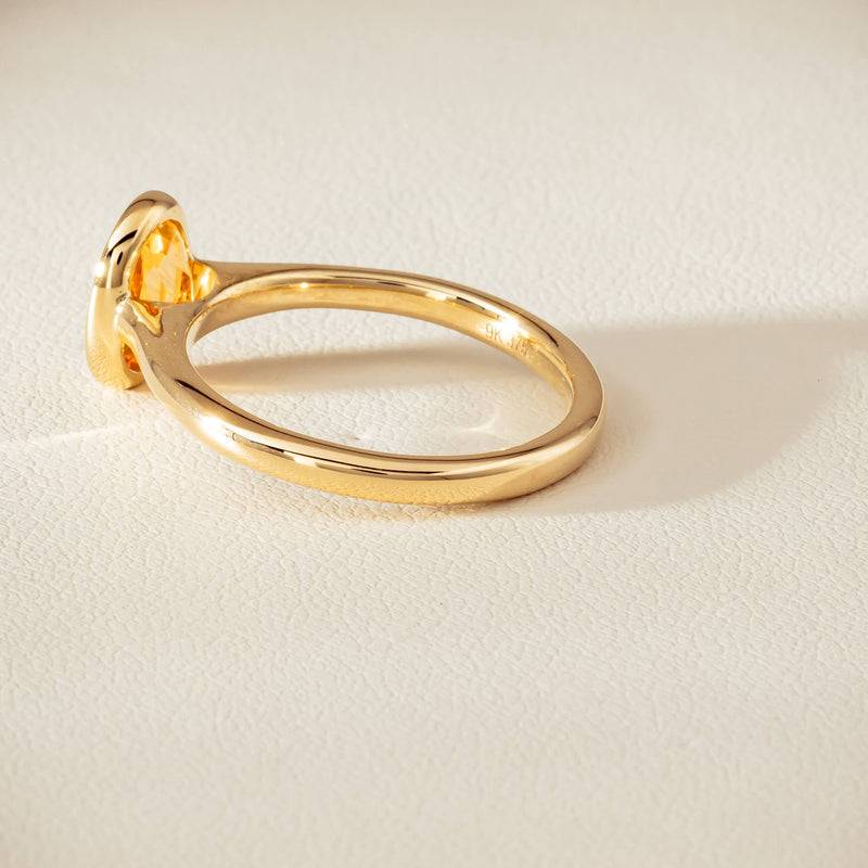 9ct Yellow Gold Yellow Topaz Rubover Set Ring - Ring - Walker & Hall