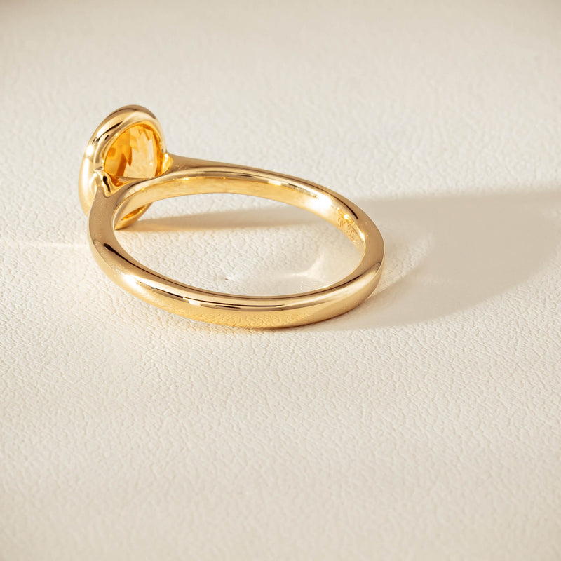 9ct Yellow Gold Yellow Topaz Rubover Set Ring - Ring - Walker & Hall