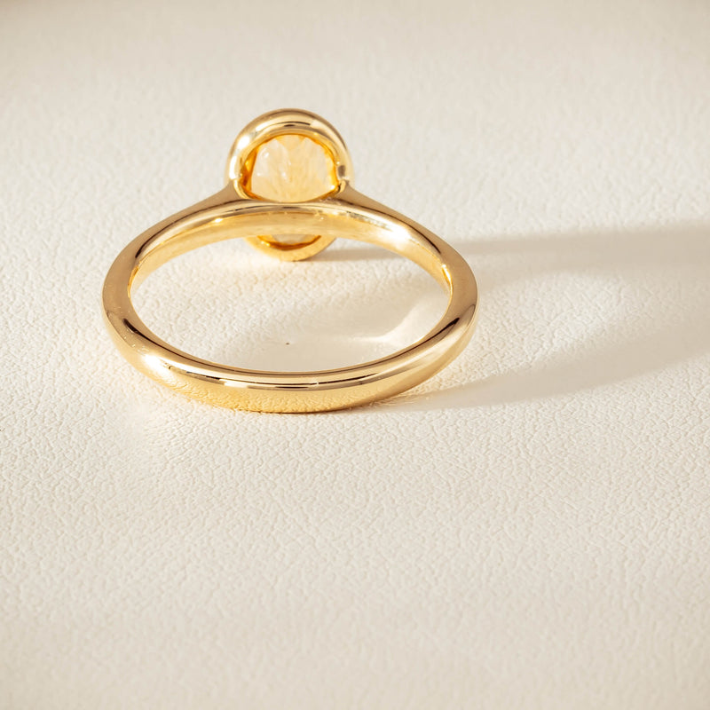 9ct Yellow Gold Yellow Topaz Rubover Set Ring - Ring - Walker & Hall