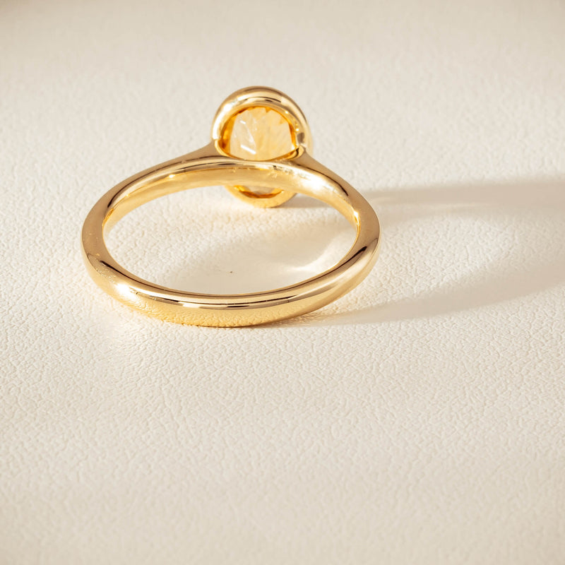 9ct Yellow Gold Yellow Topaz Rubover Set Ring - Ring - Walker & Hall