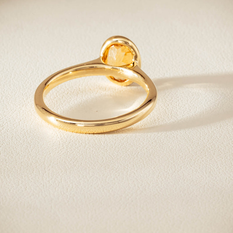 9ct Yellow Gold Yellow Topaz Rubover Set Ring - Ring - Walker & Hall