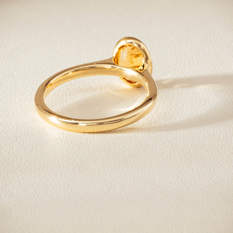 9ct Yellow Gold Yellow Topaz Rubover Set Ring - Ring - Walker & Hall