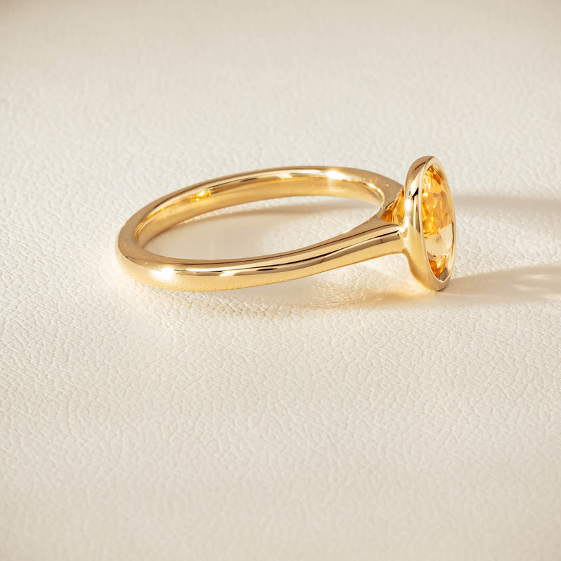 9ct Yellow Gold Yellow Topaz Rubover Set Ring - Ring - Walker & Hall